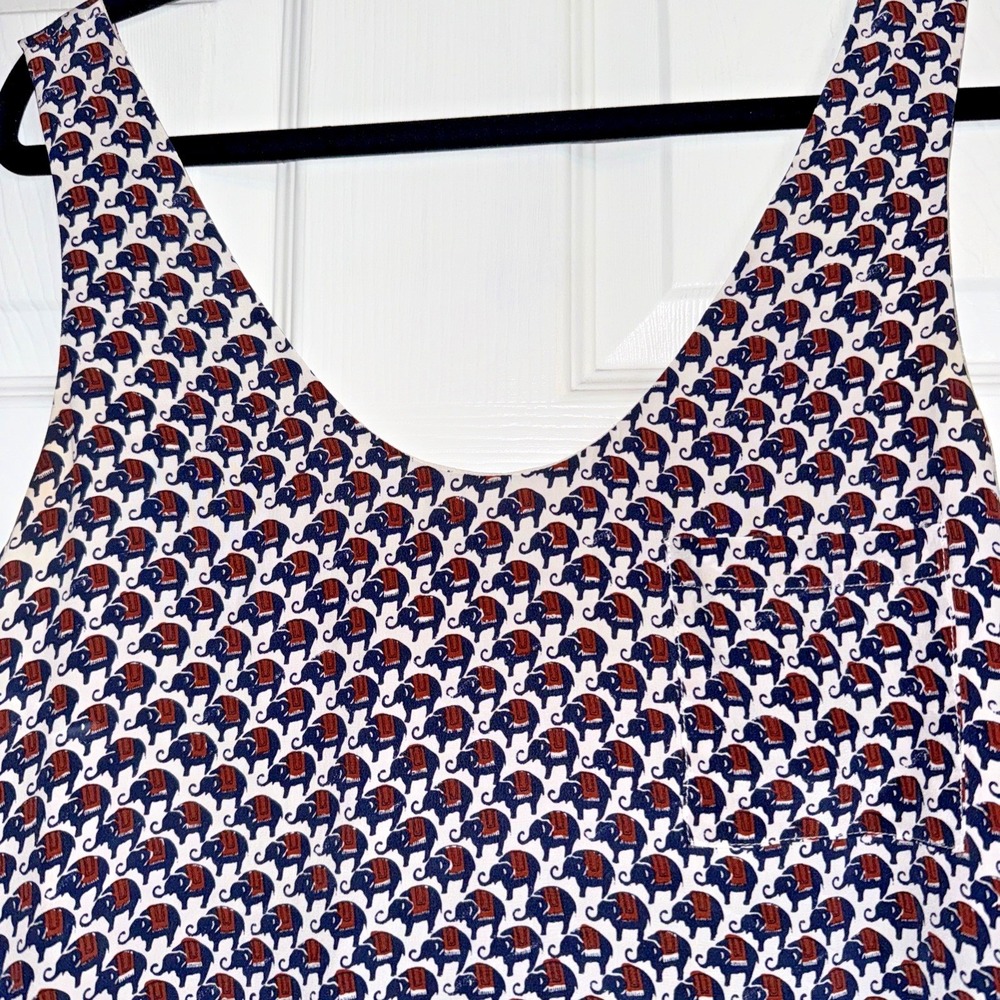 Joie Silk Dress M Elephant Print Boho Whimsical Safari Sleeveless Shift - Picture 4 of 13